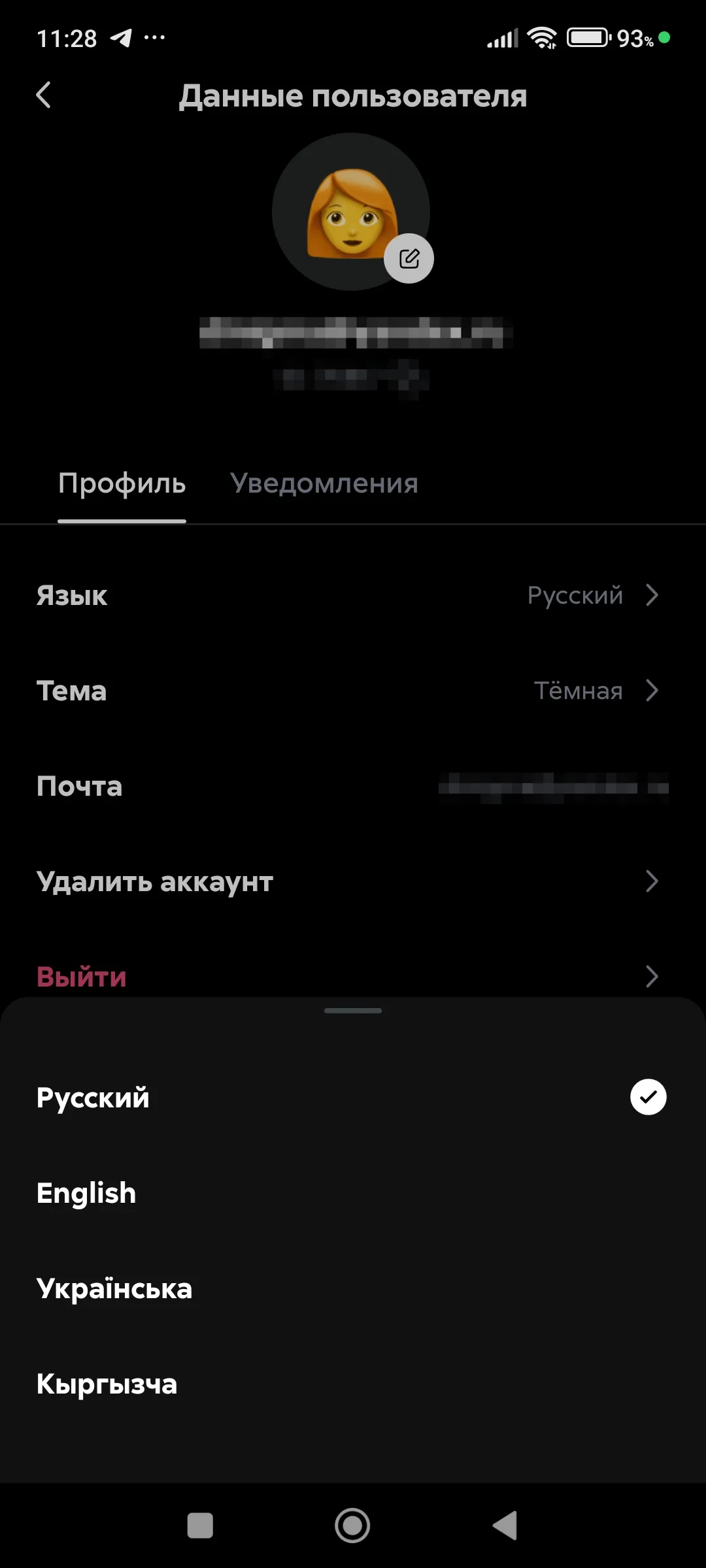 Язык интерфейса