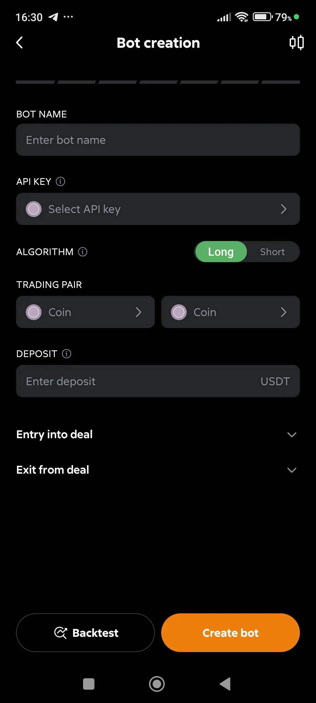Bot editor's form