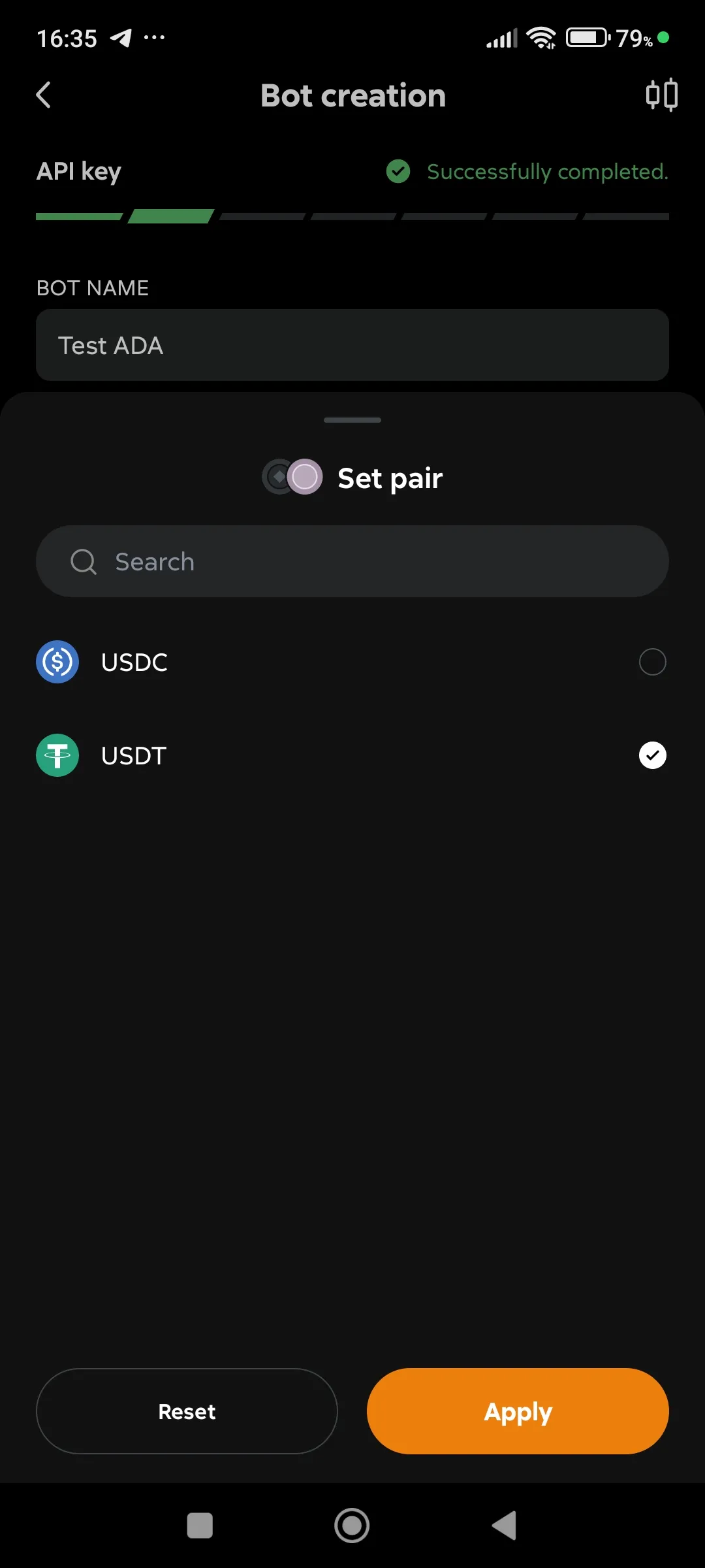 Quote currency selection