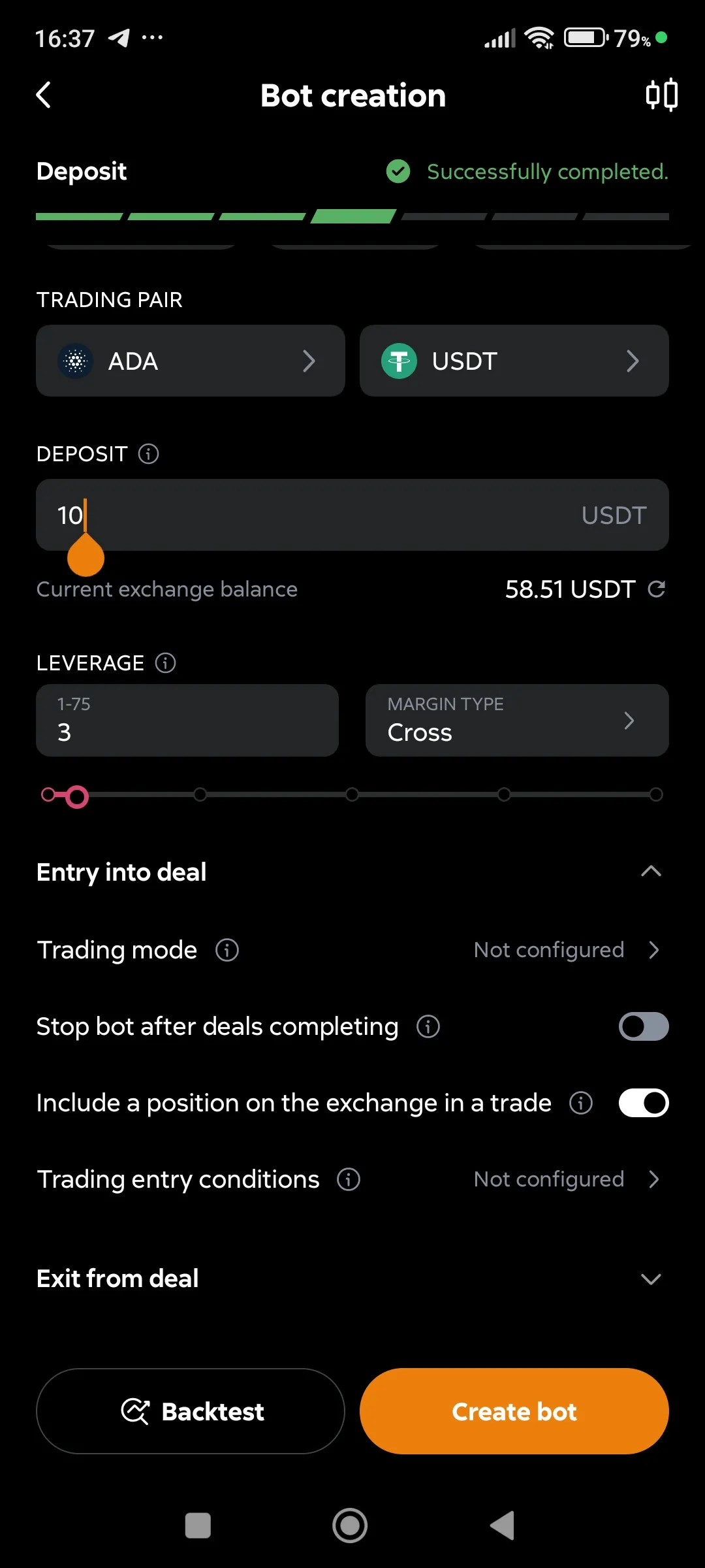 Include a position in a deal