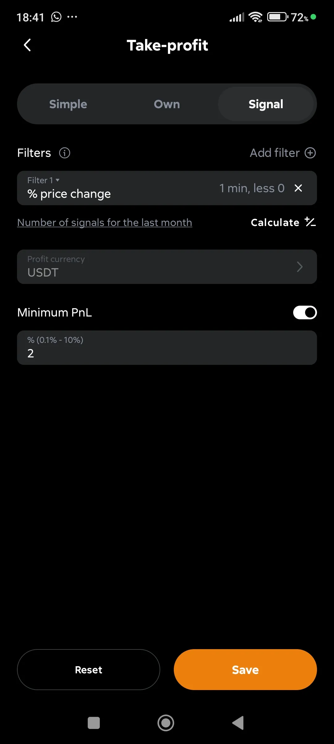 Take-profit Signal