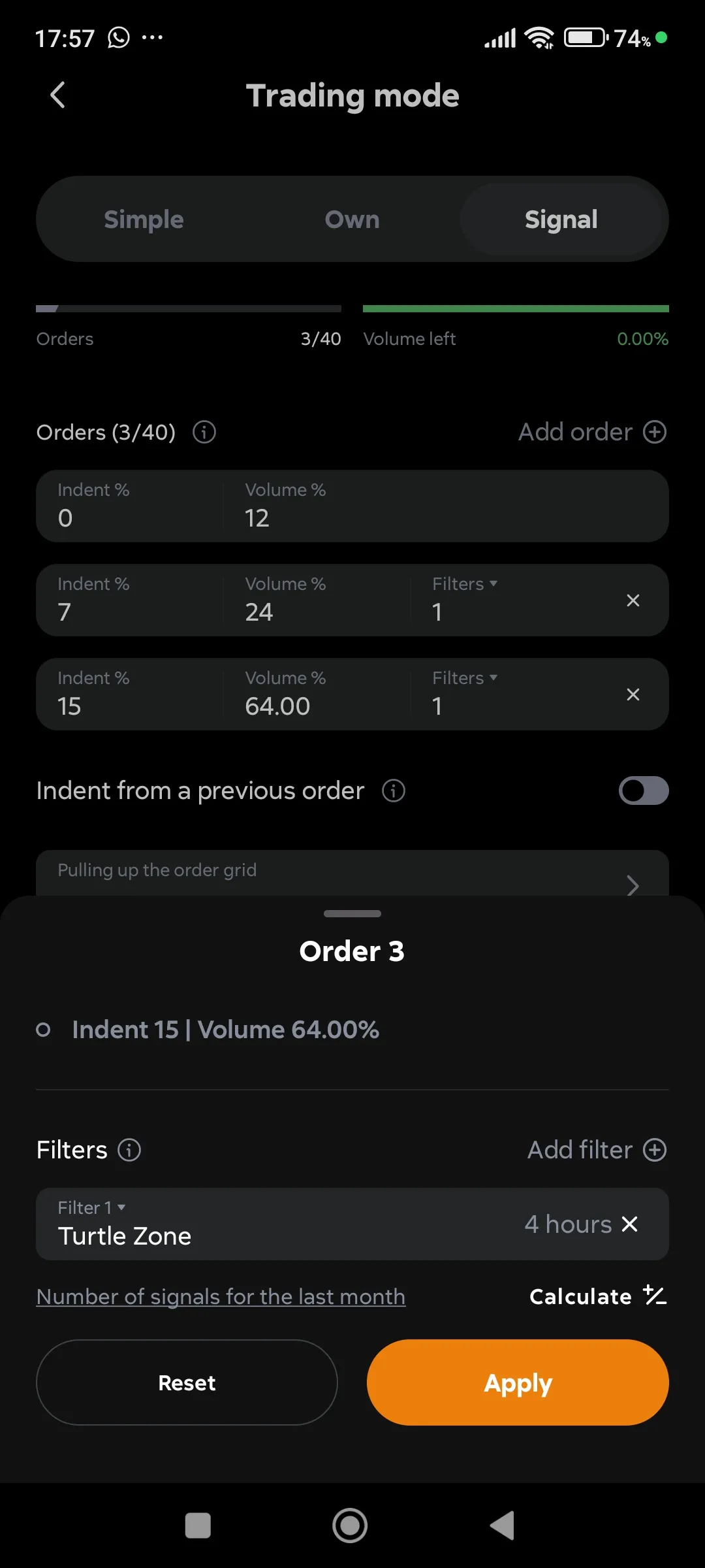 Trading Mode Signal, Add Filter