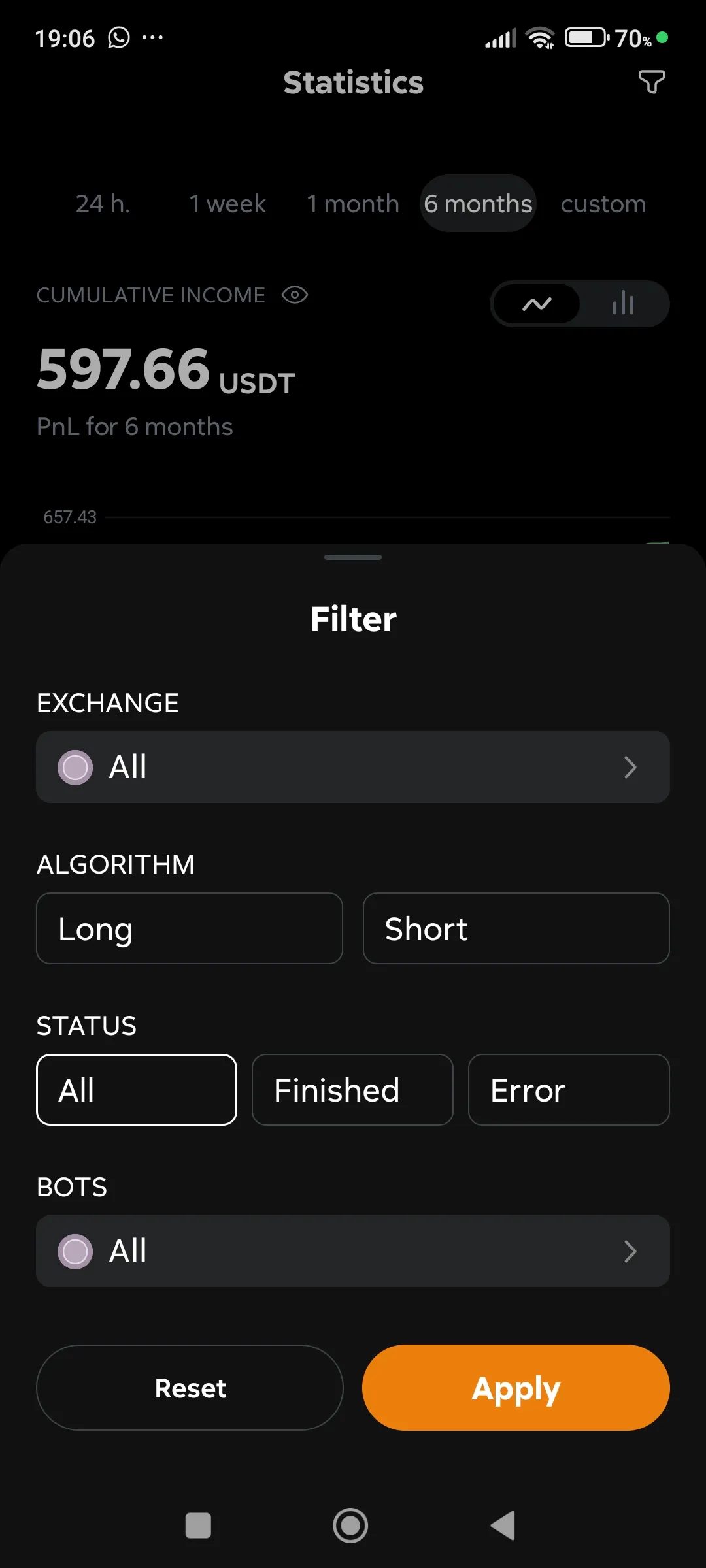 Statistics, filtering