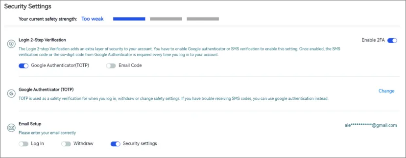 Setting up 2FA on Gate