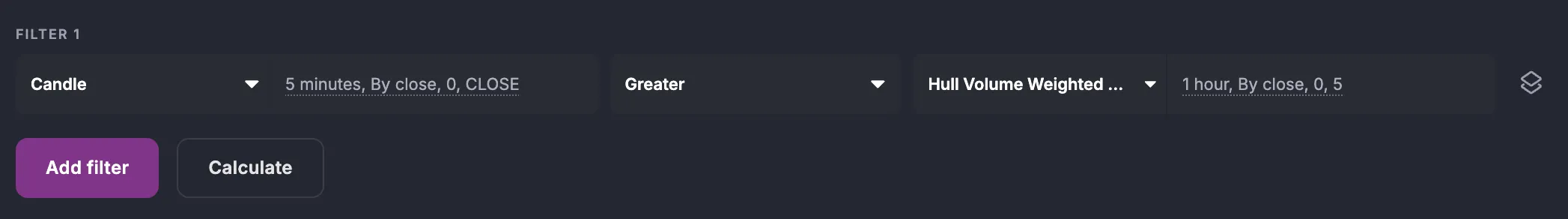 Candle Volume greater than Hull MA on volume