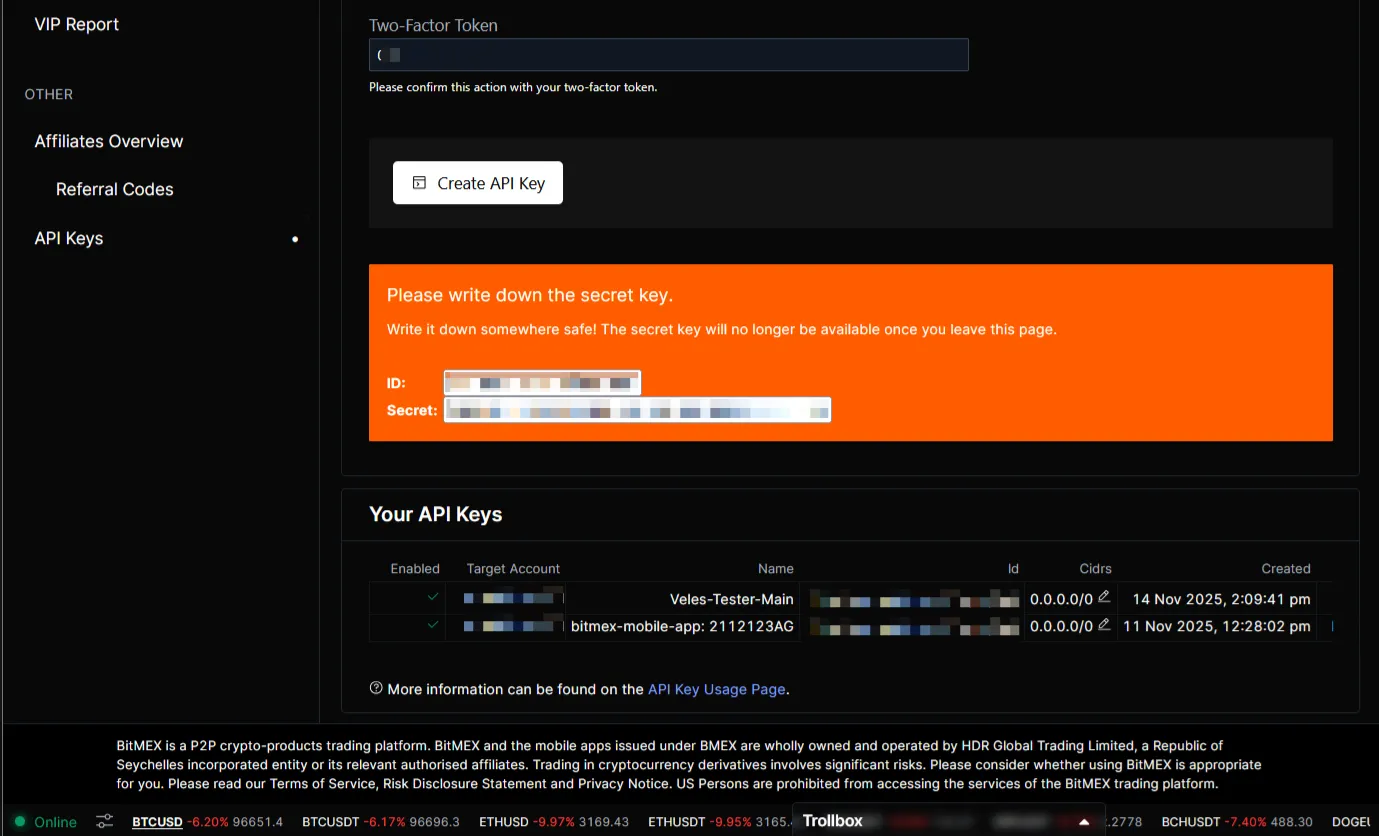 API Key credentialns