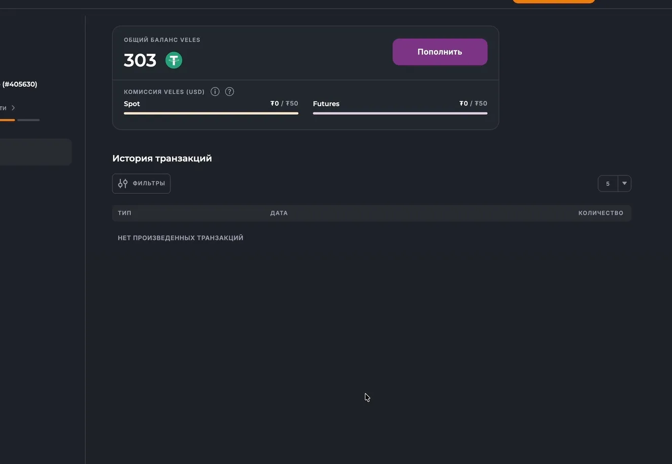 Раздел Баланс