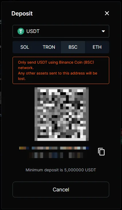 Deposit address on BitMEX
