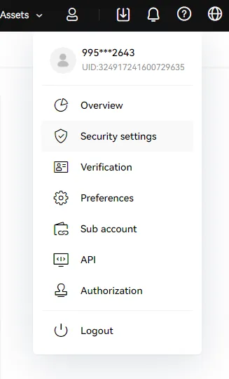 OKX Security settings