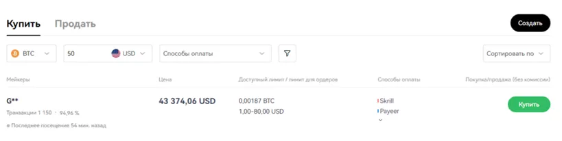 Выбор предложения P2P