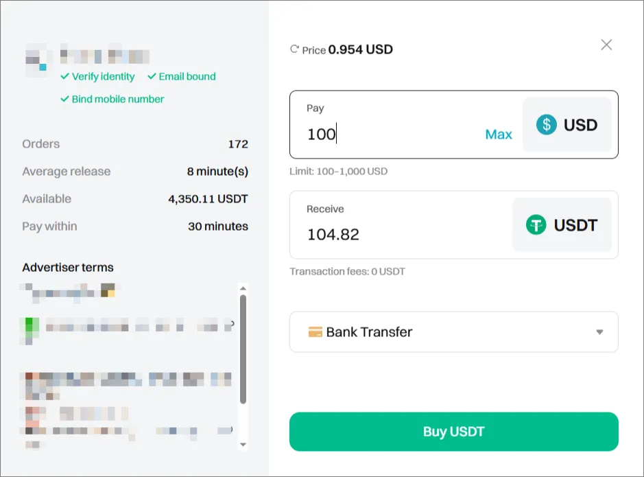 Making a P2P purchase