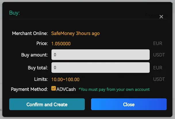 Confirmation of the P2P transaction