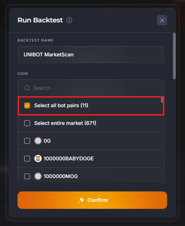 Marketscan — selecting pairs