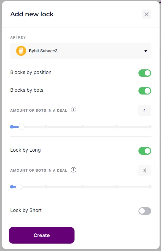 Example of Lock settings for API binding