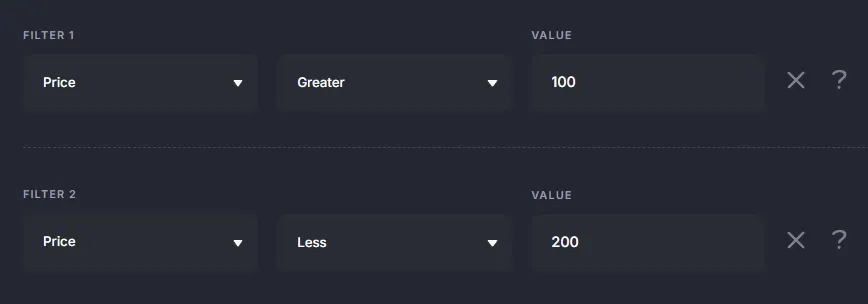Price Filter Settings
