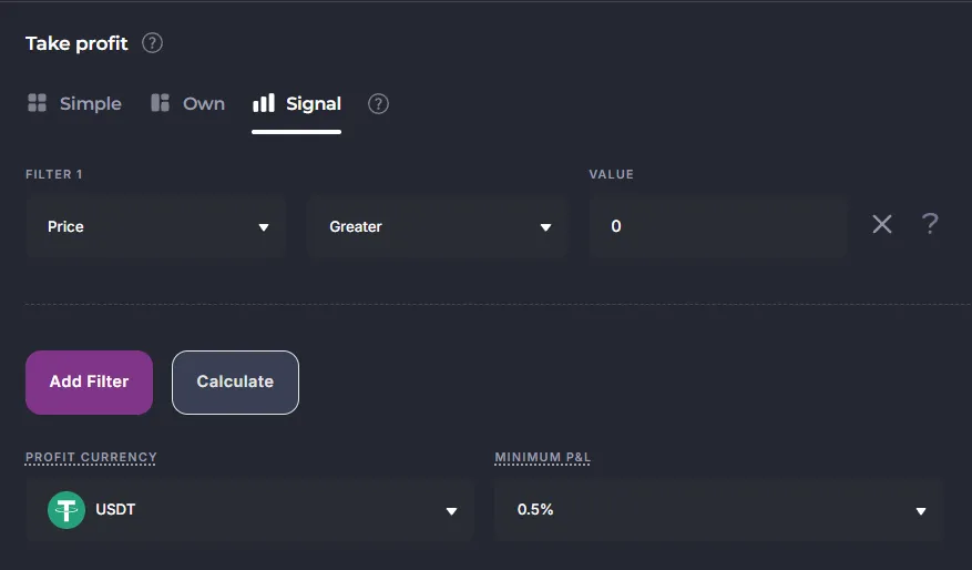 Example of price exit