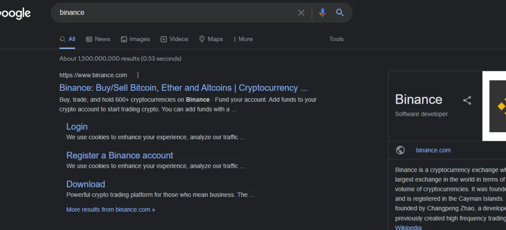 Binance search