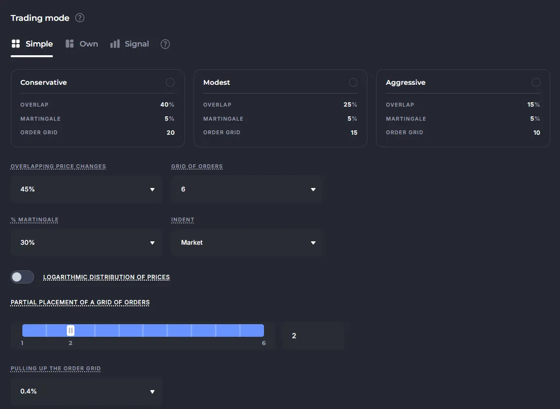 Trading modes