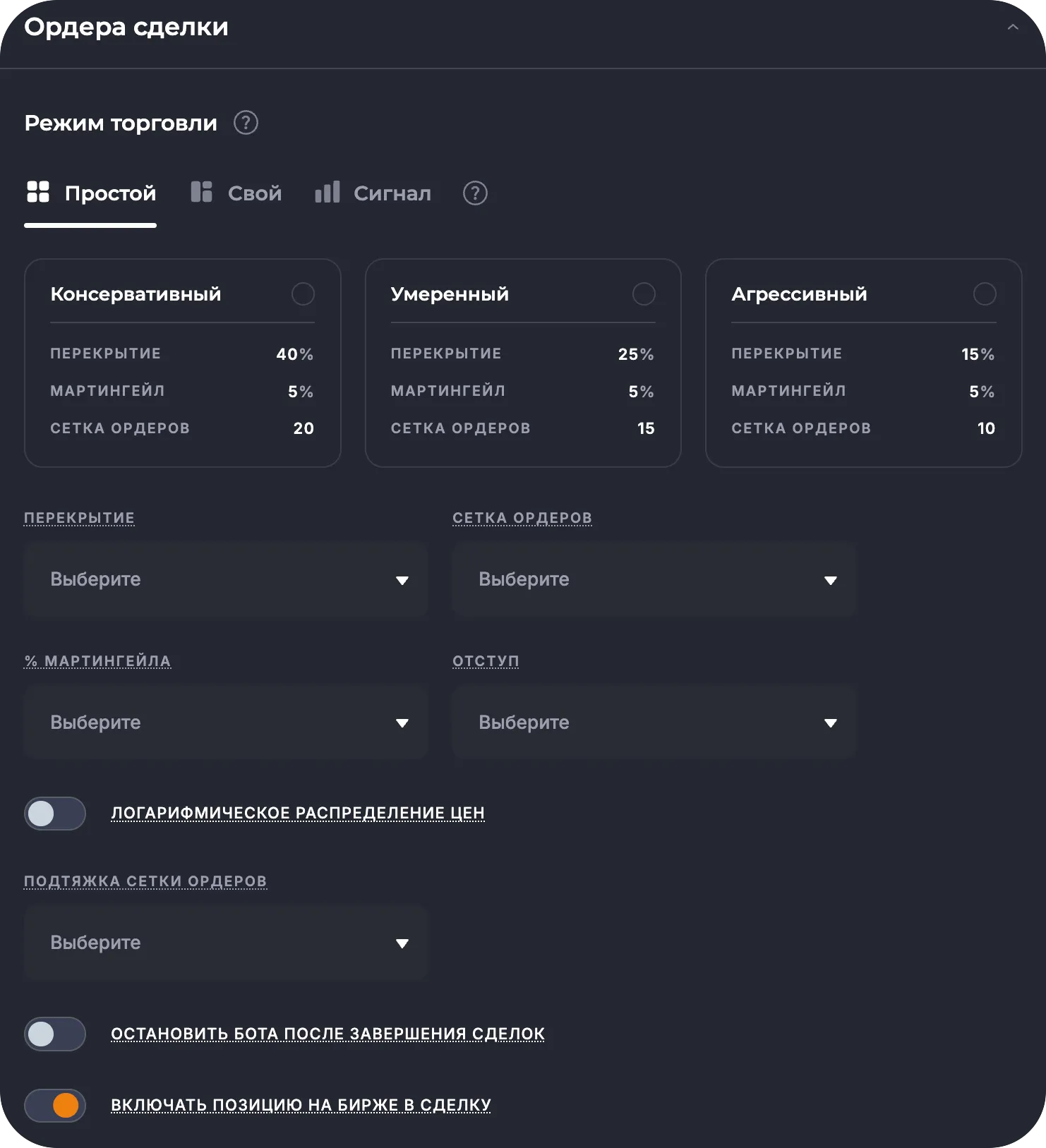 Режимы торговли