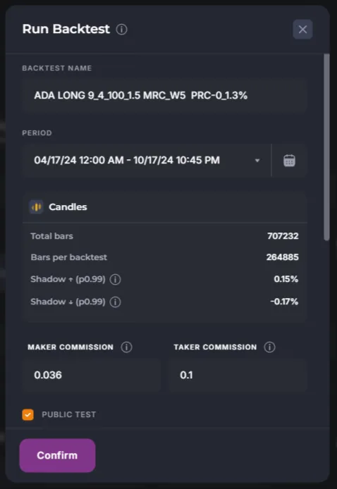 Backtest launch window