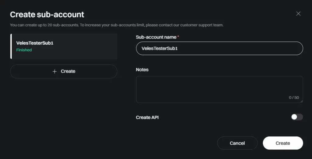Subaccount parameters