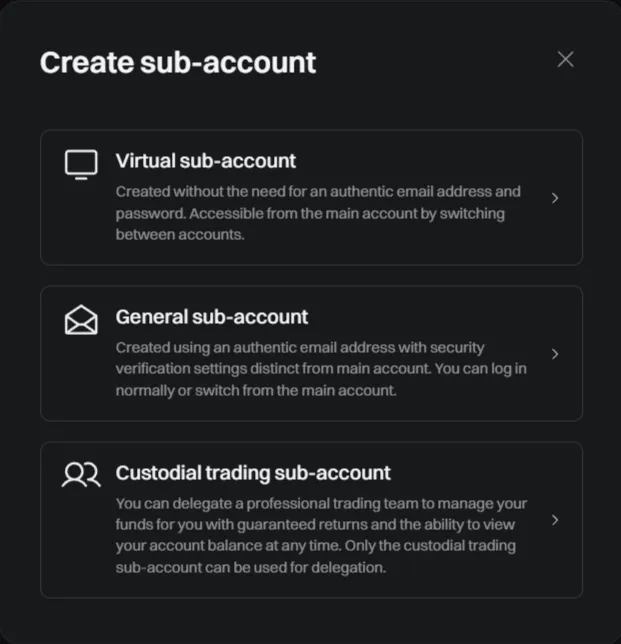 Types of subaccounts