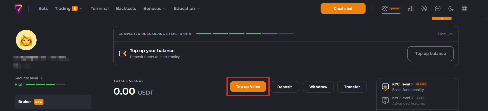 Top up Veles