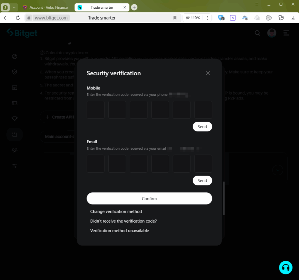 How to create an API key on Bitget and link it to Veles – Veles Help Center